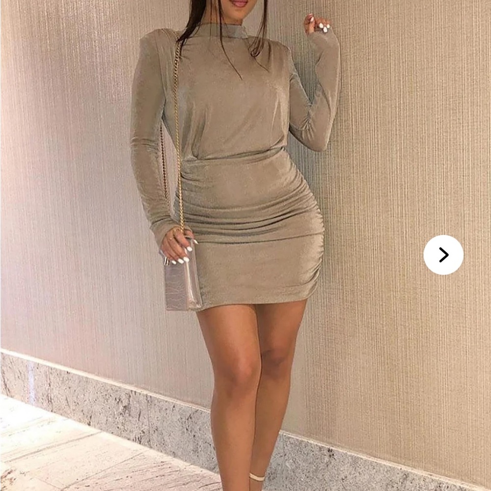 Gold long sleeve mini dress